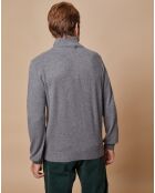 Pull 100% Cachemire 4 fils John col camionneur gris anthracite/marine