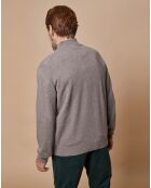 Pull 100% Cachemire 4 fils John col camionneur taupe foncé/bleu