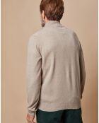 Pull 100% 4 fils Cachemire John col camionneur beige foncé/taupe