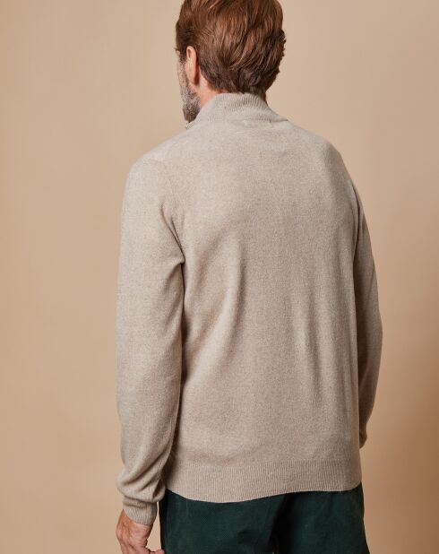 Pull 100% 4 fils Cachemire John col camionneur beige foncé/taupe