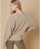 Pull 100% Cachemire 4 fils Romy col V profond beige