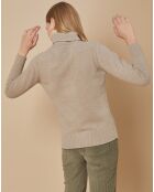 Pull 100% Cachemire 4 fils Audrey col roulé beige foncé