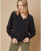 Pull 100% Cachemire 4 fils Romy col V profond noir