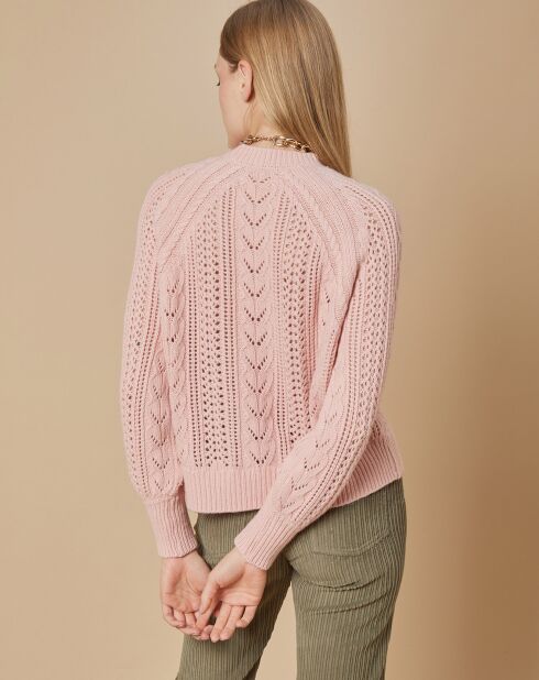 Pull en Mohair & Laine mélangés Paola col rond vieux rose