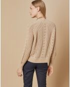 Pull en Mohair & Laine mélangés Paola col rond beige chiné