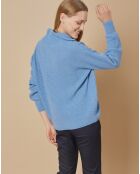 Pull en Laine & Cachemire mélangés Maia 1/2 zip bleu