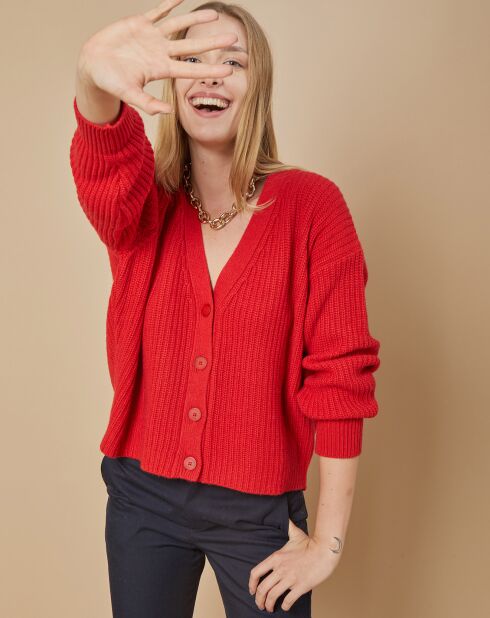 Cardigan en Laine & Cachemire mélangés Noémie rouge