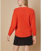 Pull 100% Cachemire 4 fils Ophélie col rond orange brique