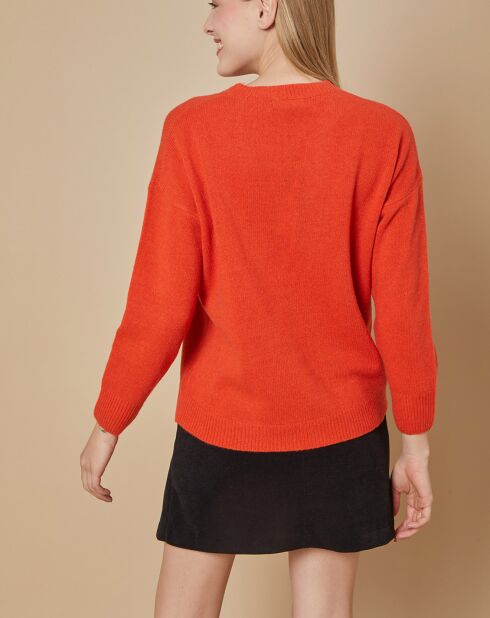 Pull 100% Cachemire 4 fils Ophélie col rond orange brique