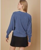 Pull 100% Cachemire 4 fils Romy col V profond bleu denim