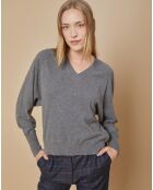 Pull 100% Cachemire 4 fils Romy col V profond anthracite