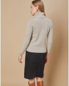 Pull 100% Cachemire 4 fils Audrey col roulé beige clair