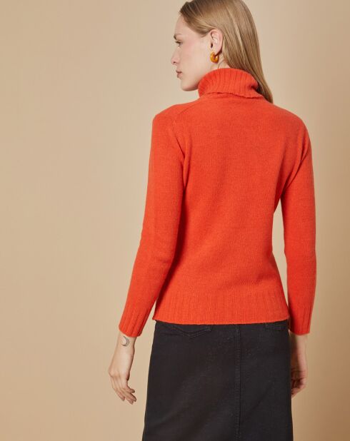 Pull 100% Cachemire 4 fils Audrey col roulé orange