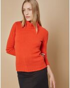 Pull 100% Cachemire 4 fils Audrey col roulé orange