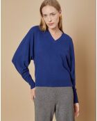 Pull 100% Cachemire 4 fils Romy col V profond bleu indigo