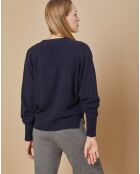 Pull 100% Cachemire 4 fils Romy col V profond bleu marine