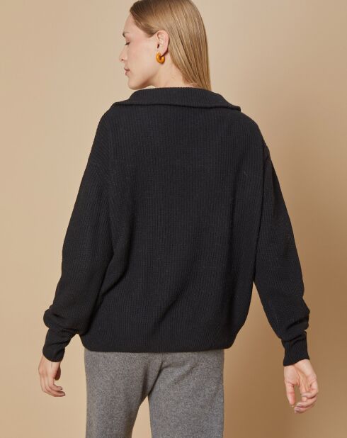 Pull en Laine & Cachemire mélangés Maia 1/2 zip noir