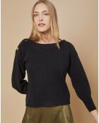 Pull 100% Cachemire 4 fils Jane col bateau noir