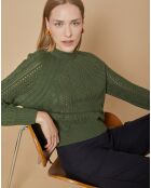 Pull en Mohair & Laine mélangés Paola col rond kaki