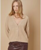 Cardigan en Laine & Cachemire mélangés Noémie beige chiné