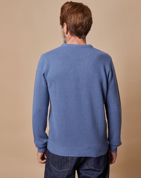 Pull en Laine & Cachemire Georges col rond bleu denim