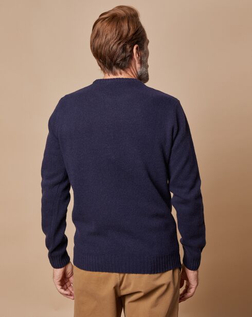 Pull en Laine & Cachemire Georges col rond bleu marine