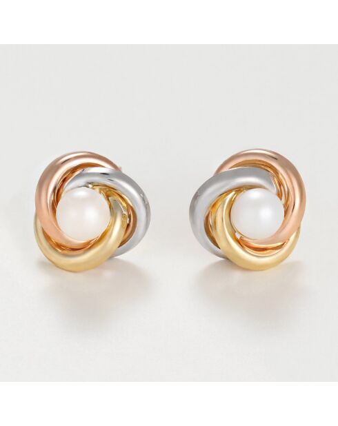 April Pearl dreifarbige Goldohrringe