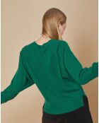 Pull 100% Cachemire 4 fils Romy col V profond vert canard