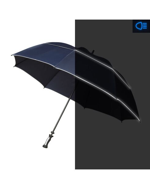 Parapluie tempête aérodynamique et réfléchissant - résiste au vent de 100km/h navy blue