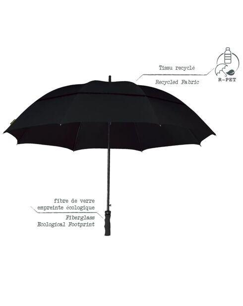 Parapluie écologique automatique double toile resistant au vent noir