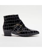 Boots en Cuir vernis Tanin noir/argenté