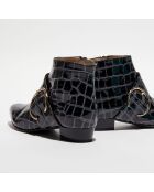 Boots en Cuir vernis Tanin noir/argenté