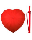Parapluie Falconetti droit avec bandoulière - toile en forme de coeur rouge