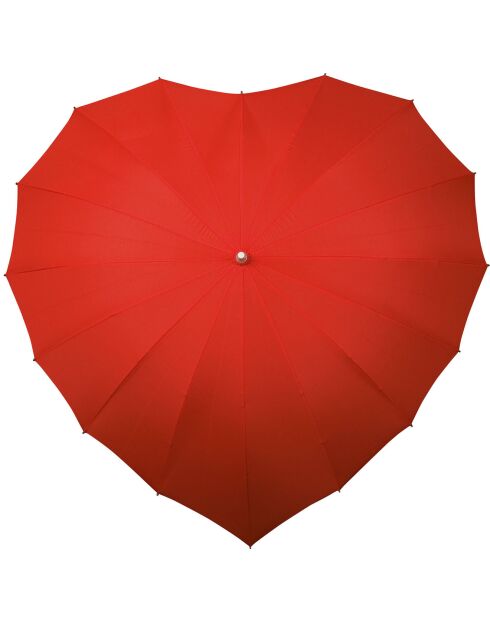 Parapluie Falconetti droit avec bandoulière - toile en forme de coeur rouge