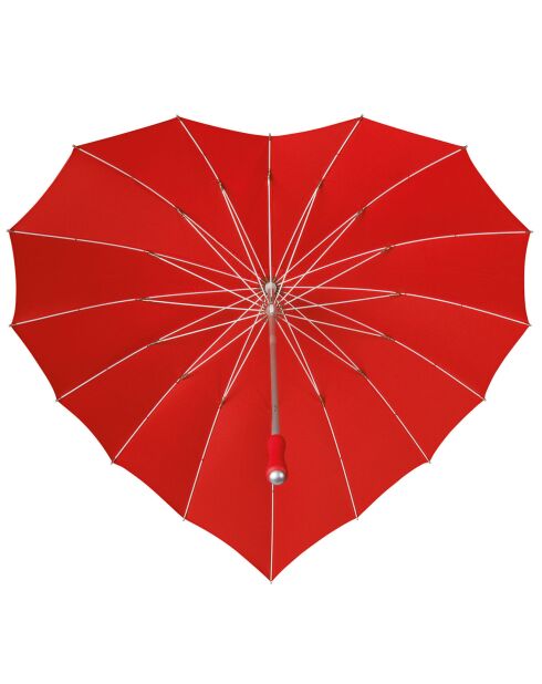 Parapluie Falconetti droit avec bandoulière - toile en forme de coeur rouge