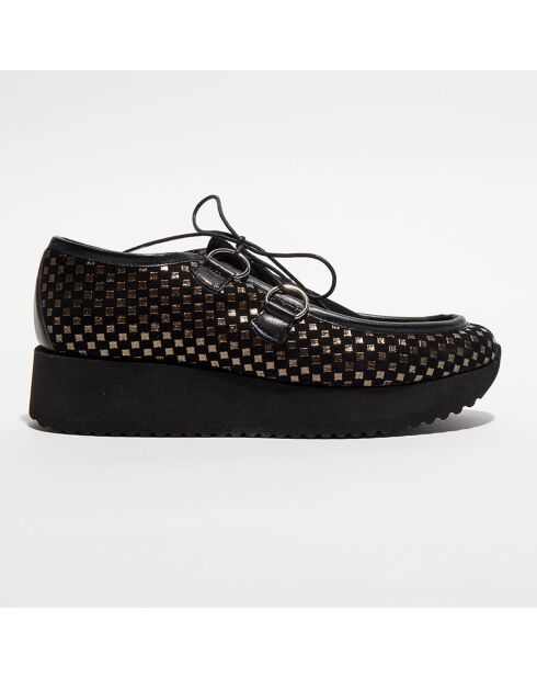 Derbies en Cuir Vizir noir/doré - Talon 4.5 cm