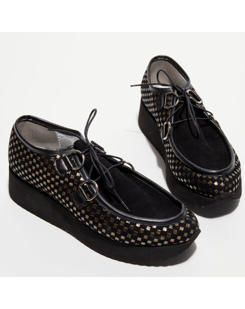 Derbies en Cuir Vizir noir/doré - Talon 4.5 cm