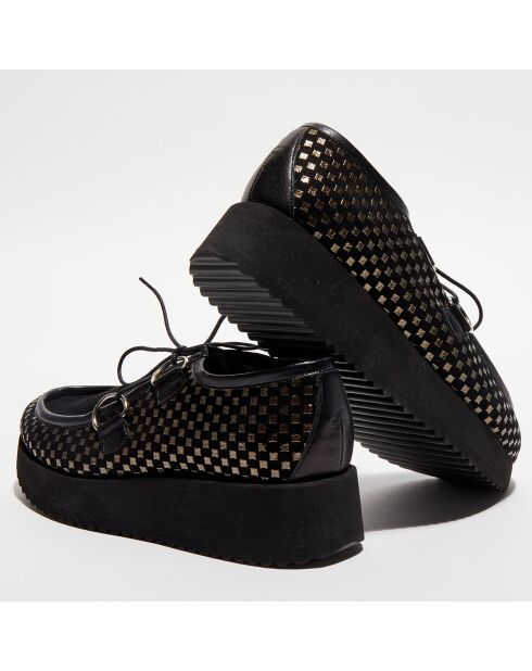 Derbies en Cuir Vizir noir/doré - Talon 4.5 cm