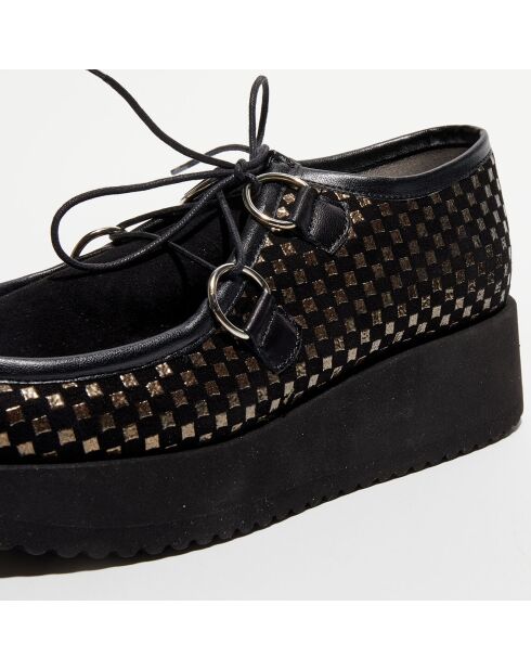 Derbies en Cuir Vizir noir/doré - Talon 4.5 cm