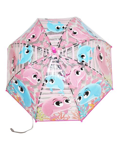 Parapluie enfant ouverture automatique Dauphins rose/bleu
