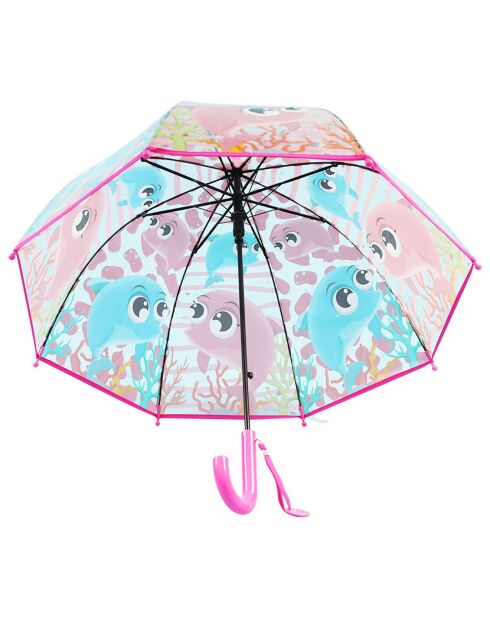 Parapluie enfant ouverture automatique Dauphins rose/bleu