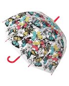 Parapluie droit cloche - Design papillon avec poignée rouge transparent