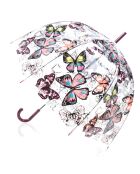 Parapluie droit cloche - Design papillon avec poignée marron transparent