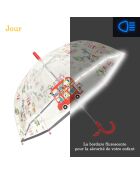 Parapluie cloche transparent enfant - Voyage -  Bordure réflechissante pour être visible la nuit transparent