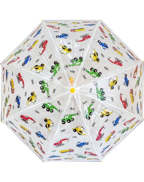 Paraguas transparente con forma de campana para niños, sistema de apertura automática, camiones, borde reflectante para ser visible por la noche, transparente