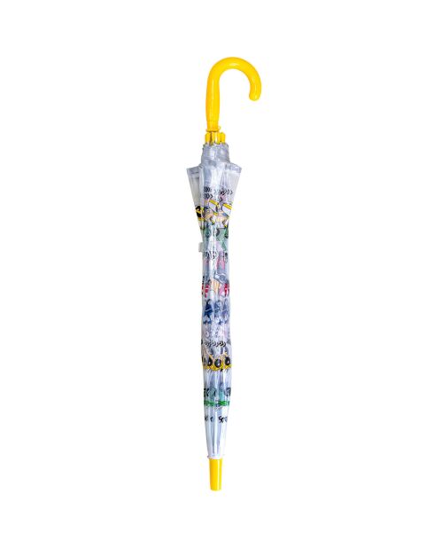 Paraguas transparente con forma de campana para niños, sistema de apertura automática, camiones, borde reflectante para ser visible por la noche, transparente