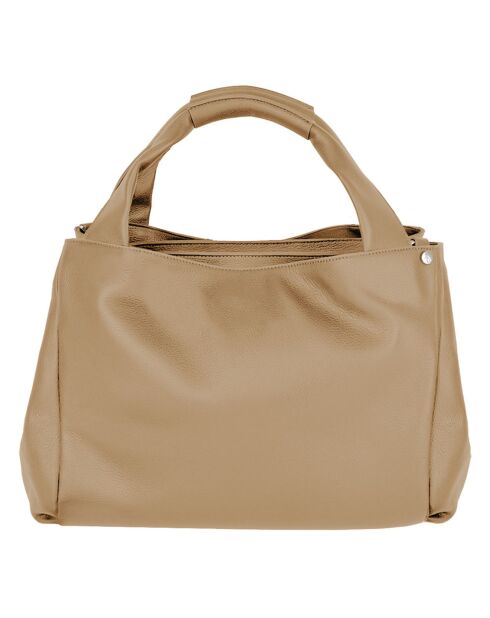 Sac à main en Cuir Naturel camel - 39x21x26 cm