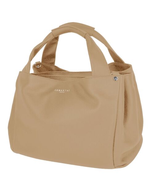 Sac à main en Cuir Naturel camel - 39x21x26 cm