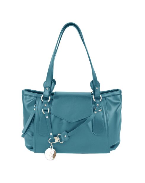 Azurblaue Schultertasche Cult aus Leder - 35x23x14 cm