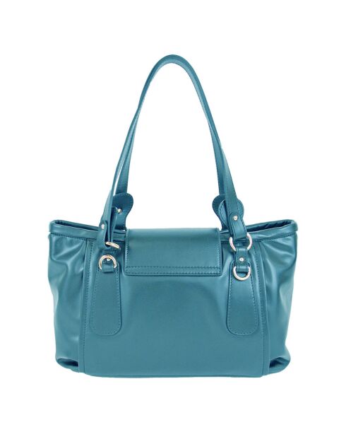 Azurblaue Schultertasche Cult aus Leder - 35x23x14 cm